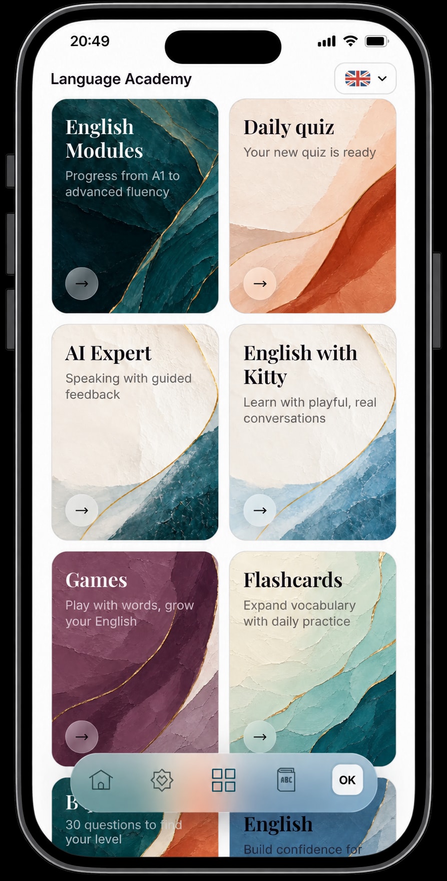 The Lurni app with the Language Academy
